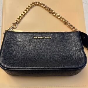 Michael Kors Black Leather purse with Gold Chain